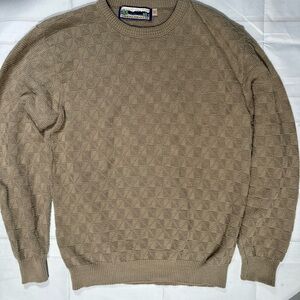 Vtg Shenandoah 90s Mens Large Tall LT Sweater Made In USA Checker Pattern Beige